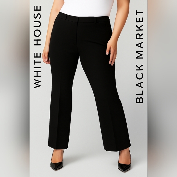 2/$30 WHITE HOUSE BLACK MARKET Black Trousers Straight-Leg Professional (#1,558) - Picture 1 of 7